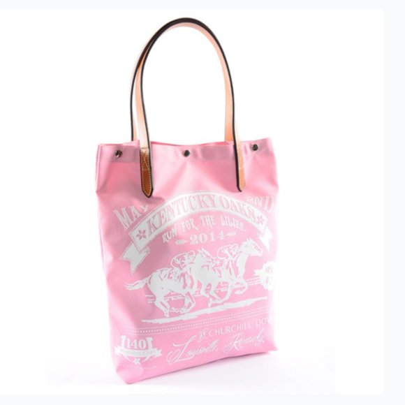 Rebecca Ray 2014 Kentucky Oaks Pink Tote Bag with Leather Straps NWT - Picture 1 of 14